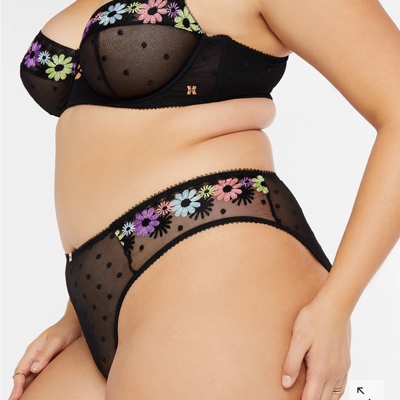 Savage X Fenty Polka Dot Floral Free Spirit Embroidery High Leg Bikini Panty - Picture 3 of 14